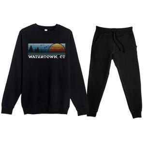 Retro Sunset Stripes Watertown Connecticut Premium Crewneck Sweatsuit Set