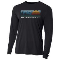 Retro Sunset Stripes Watertown Connecticut Cooling Performance Long Sleeve Crew