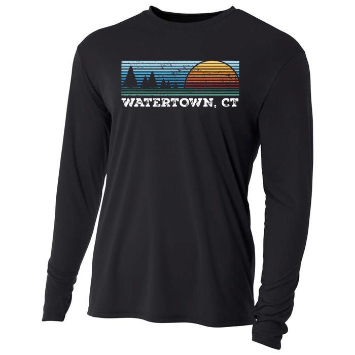 Retro Sunset Stripes Watertown Connecticut Cooling Performance Long Sleeve Crew