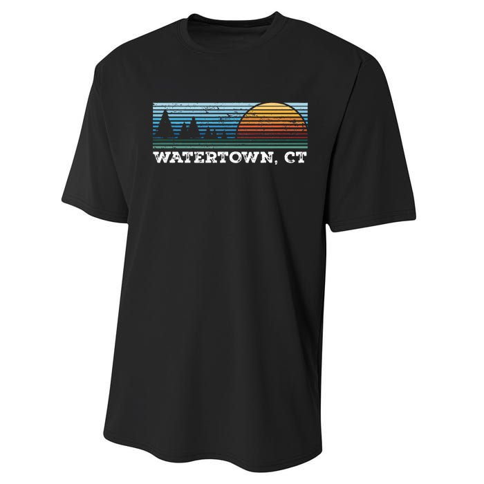 Retro Sunset Stripes Watertown Connecticut Performance Sprint T-Shirt