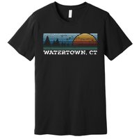 Retro Sunset Stripes Watertown Connecticut Premium T-Shirt