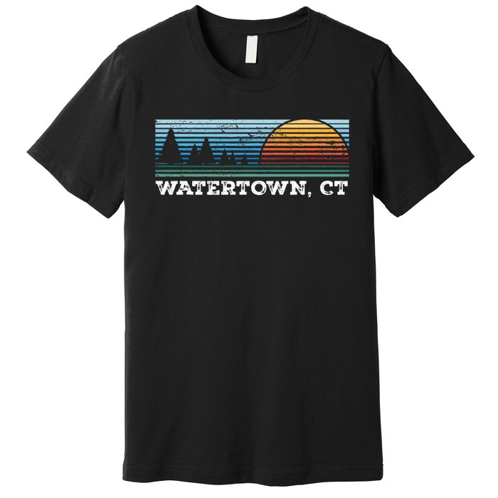 Retro Sunset Stripes Watertown Connecticut Premium T-Shirt