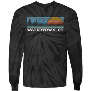 Retro Sunset Stripes Watertown Connecticut Tie-Dye Long Sleeve Shirt