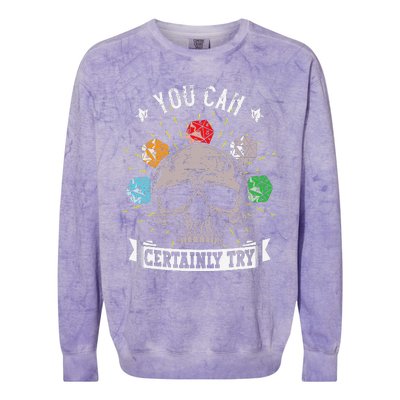 Rpg Skeleton Skull You Can Certainly Try Dice Board Gamer Colorblast Crewneck Sweatshirt