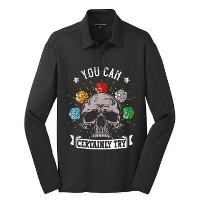 Rpg Skeleton Skull You Can Certainly Try Dice Board Gamer Silk Touch Performance Long Sleeve Polo