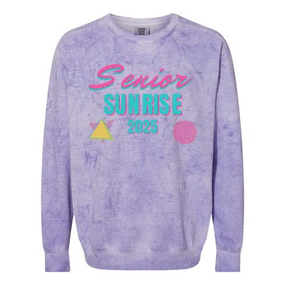 Retro Senior Sunrise 2025 High School 12th Twelfth Grade Colorblast Crewneck Sweatshirt