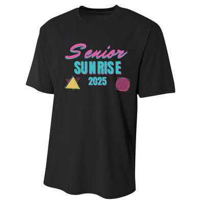 Retro Senior Sunrise 2025 High School 12th Twelfth Grade Performance Sprint T-Shirt