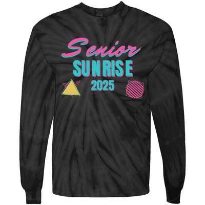 Retro Senior Sunrise 2025 High School 12th Twelfth Grade Tie-Dye Long Sleeve Shirt