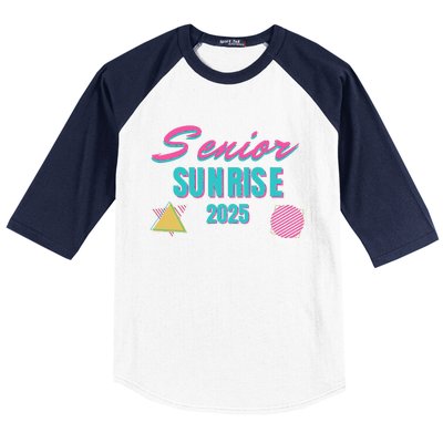 Retro Senior Sunrise 2025 High School 12th Twelfth Grade Baseball Sleeve Shirt