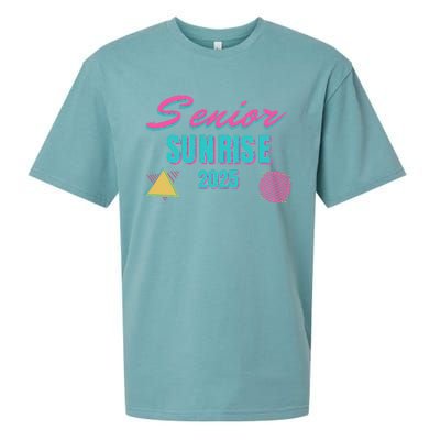 Retro Senior Sunrise 2025 High School 12th Twelfth Grade Sueded Cloud Jersey T-Shirt