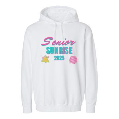 Retro Senior Sunrise 2025 High School 12th Twelfth Grade Garment-Dyed Fleece Hoodie