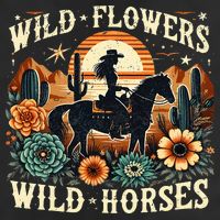 Retro Southern Sunset Cowgirl Wild Flowers Wild Horses Hat