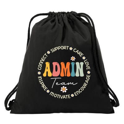 Retro School Secretary Admin Appreciation Week Admin Team Drawstring Bag