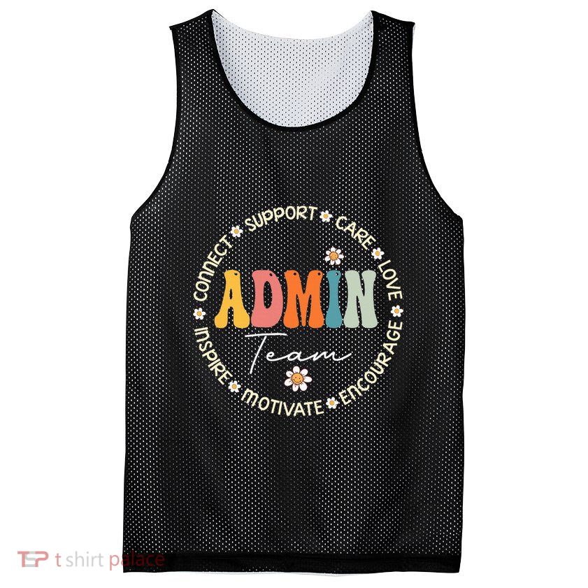 Retro School Secretary Admin Appreciation Week Admin Team Mesh Reversible Basketball Jersey Tank
