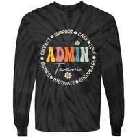 Retro School Secretary Admin Appreciation Week Admin Team Tie-Dye Long Sleeve Shirt