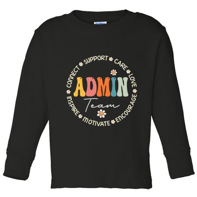 Retro School Secretary Admin Appreciation Week Admin Team Toddler Long Sleeve Shirt