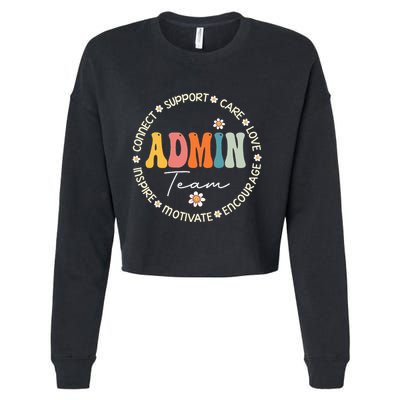 Retro School Secretary Admin Appreciation Week Admin Team Cropped Pullover Crew