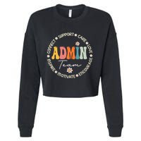 Retro School Secretary Admin Appreciation Week Admin Team Cropped Pullover Crew