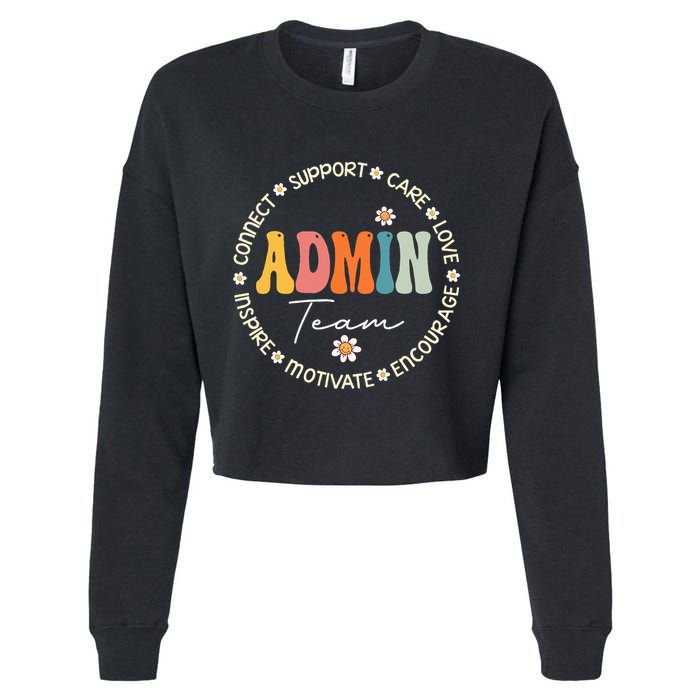 Retro School Secretary Admin Appreciation Week Admin Team Cropped Pullover Crew