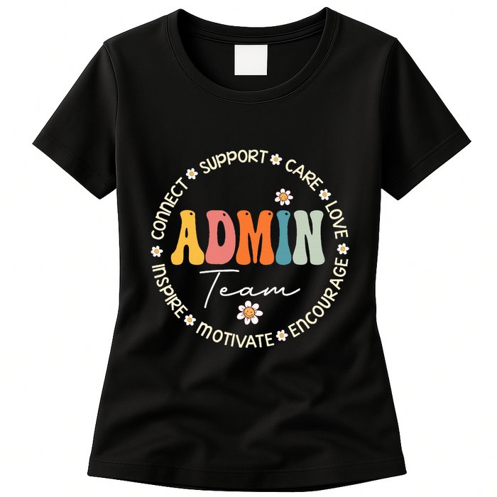 Retro School Secretary Admin Appreciation Week Admin Team Womens T-Shirt