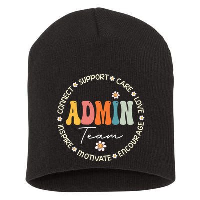 Retro School Secretary Admin Appreciation Week Admin Team Short Acrylic Beanie