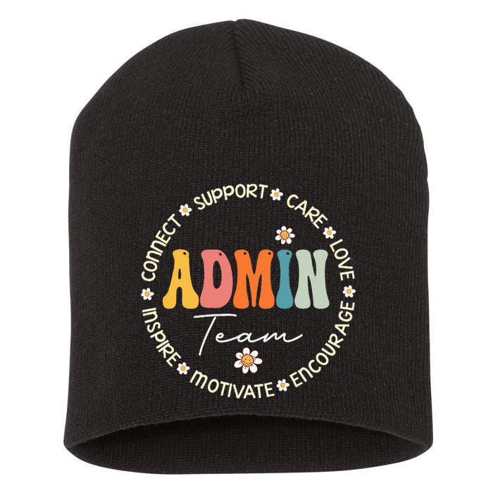 Retro School Secretary Admin Appreciation Week Admin Team Short Acrylic Beanie