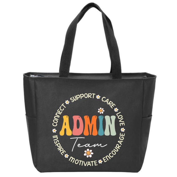 Retro School Secretary Admin Appreciation Week Admin Team Zip Tote Bag