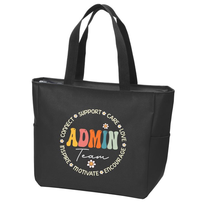 Retro School Secretary Admin Appreciation Week Admin Team Zip Tote Bag