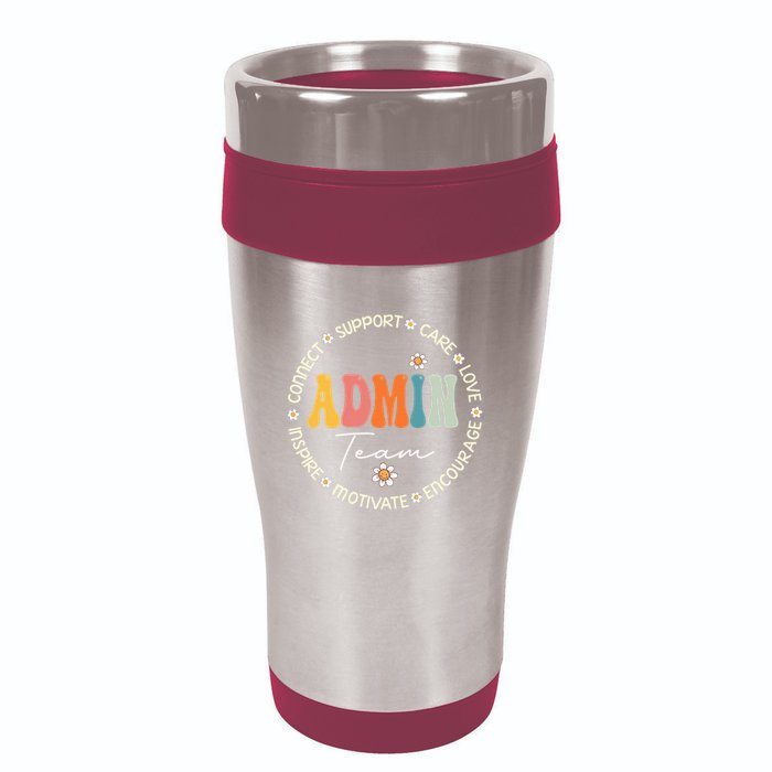 Retro School Secretary Admin Appreciation Week Admin Team 16oz Travel Tumbler