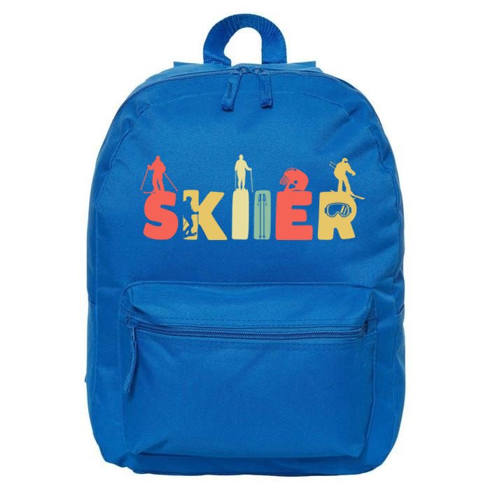 Retro Snow Skiing Ski Sports Great Gift Vintage Skiier Snow Skiing Gift 16 in Basic Backpack