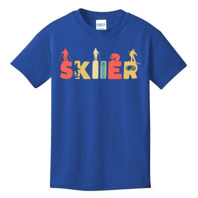 Retro Snow Skiing Ski Sports Great Gift Vintage Skiier Snow Skiing Gift Kids T-Shirt