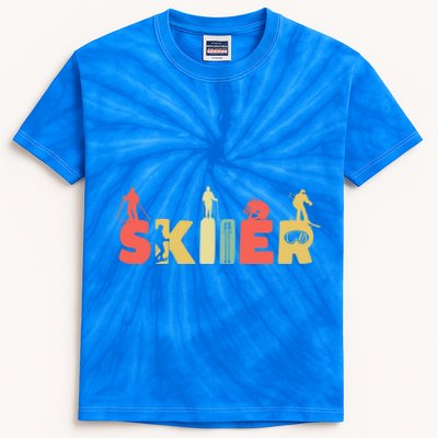 Retro Snow Skiing Ski Sports Great Gift Vintage Skiier Snow Skiing Gift Kids Tie-Dye T-Shirt