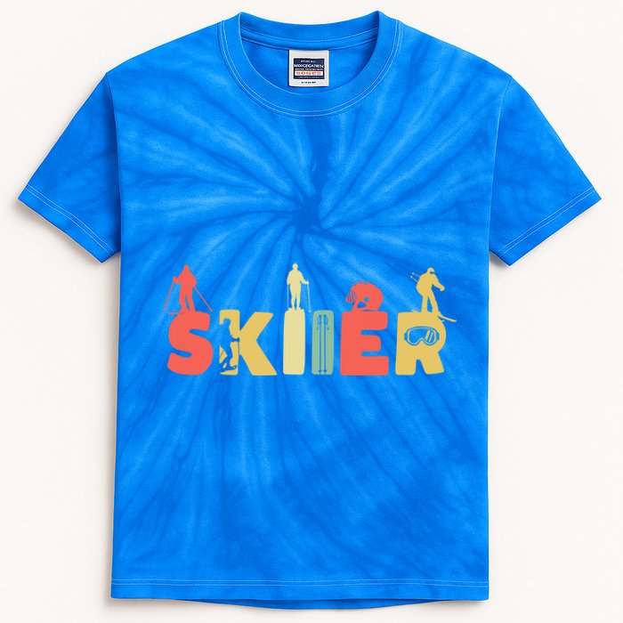 Retro Snow Skiing Ski Sports Great Gift Vintage Skiier Snow Skiing Gift Kids Tie-Dye T-Shirt