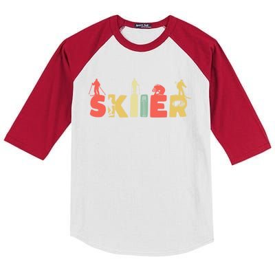 Retro Snow Skiing Ski Sports Great Gift Vintage Skiier Snow Skiing Gift Kids Colorblock Raglan Jersey