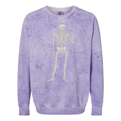 Rocker Skull Skeleton Hand Rock On Costume Funny Halloween Great Gift Colorblast Crewneck Sweatshirt