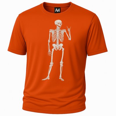 Rocker Skull Skeleton Hand Rock On Costume Funny Halloween Great Gift Cooling Performance Crew T-Shirt