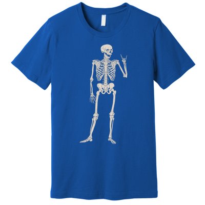 Rocker Skull Skeleton Hand Rock On Costume Funny Halloween Great Gift Premium T-Shirt