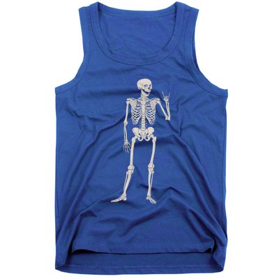 Rocker Skull Skeleton Hand Rock On Costume Funny Halloween Great Gift Tank Top