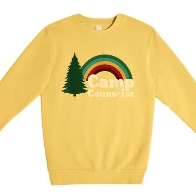 Retro Summer Staff Rainbow Camp Counselor Pine Tree Gift Premium Crewneck Sweatshirt