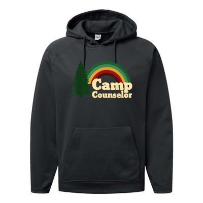 Retro Summer Staff Rainbow Camp Counselor Pine Tree Gift Performance Fleece Hoodie