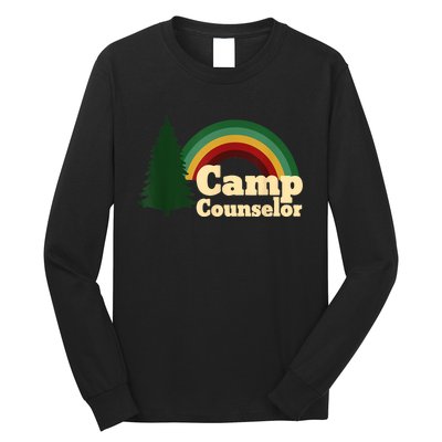 Retro Summer Staff Rainbow Camp Counselor Pine Tree Gift Long Sleeve Shirt