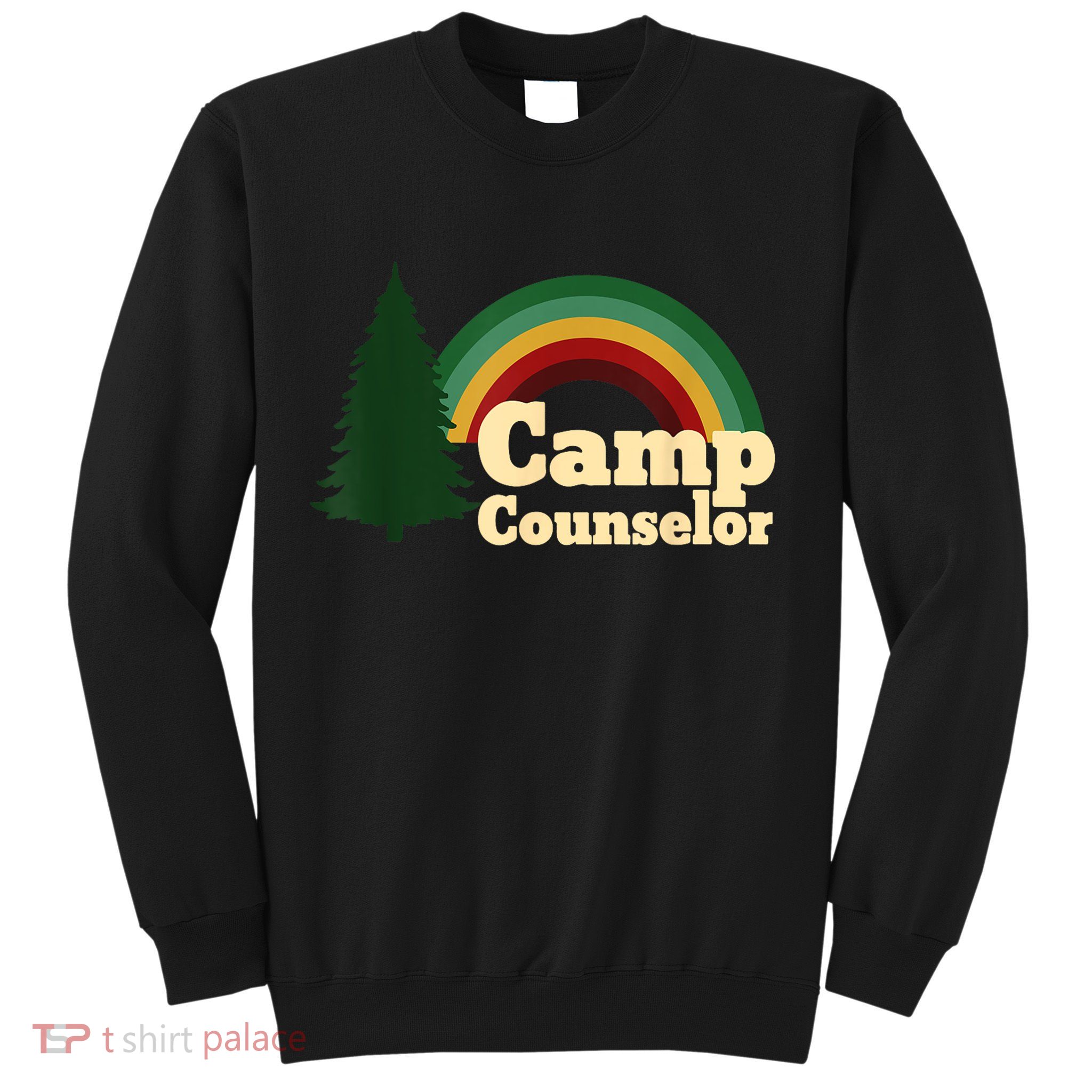 Retro Summer Staff Rainbow Camp Counselor Pine Tree Gift Sweatshirt