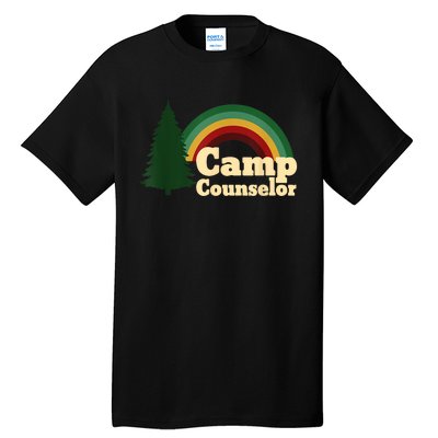 Retro Summer Staff Rainbow Camp Counselor Pine Tree Gift Tall T-Shirt