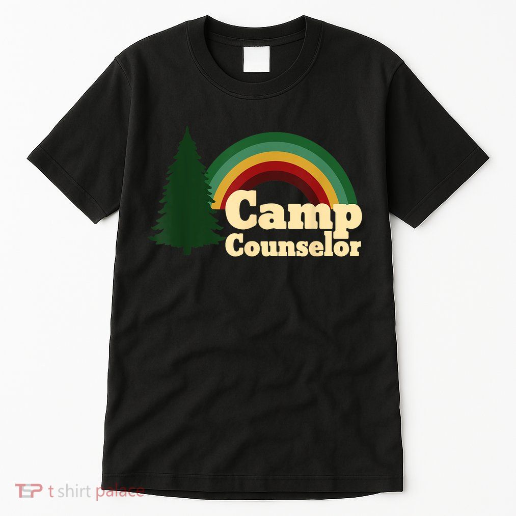 Retro Summer Staff Rainbow Camp Counselor Pine Tree Gift Tall T-Shirt