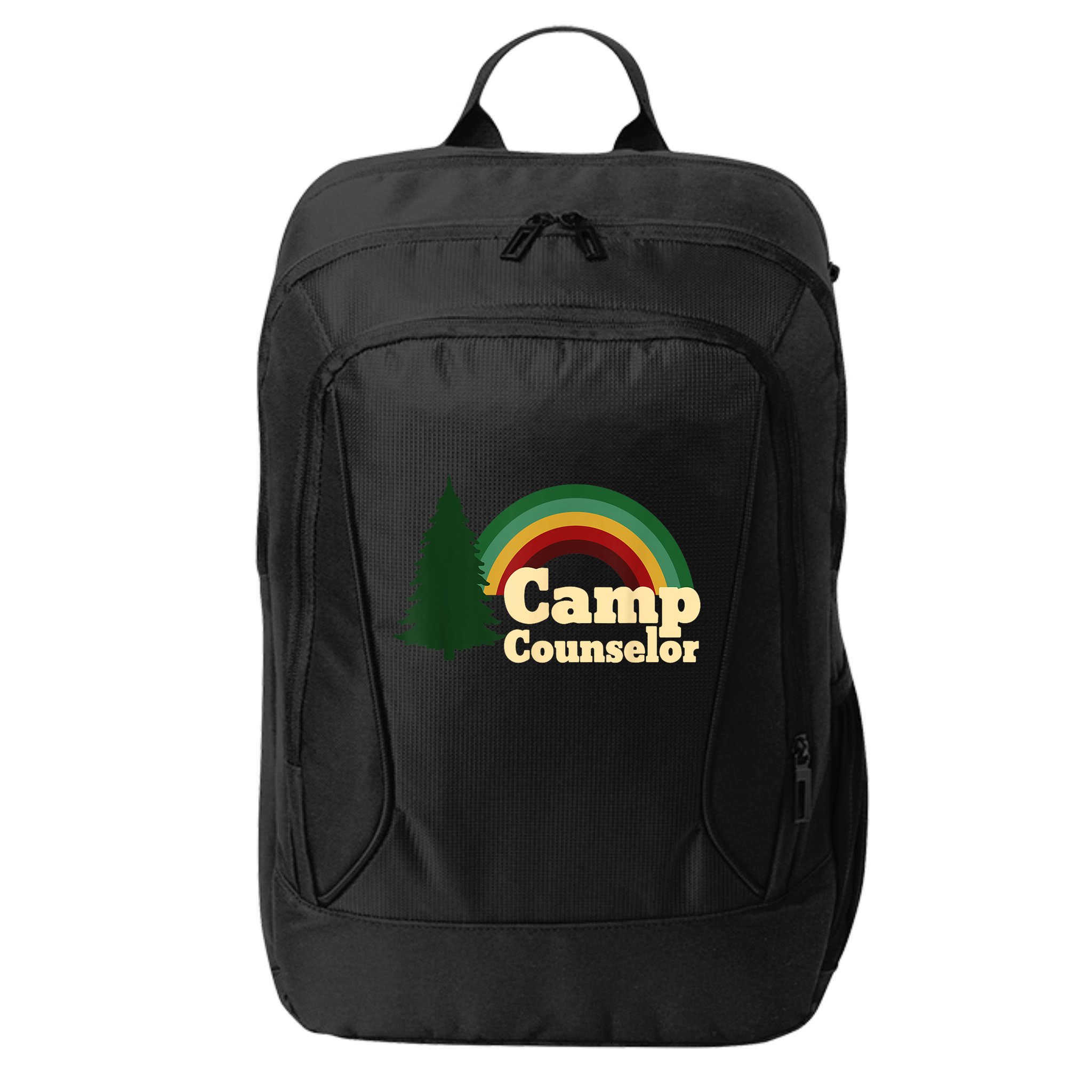 Retro Summer Staff Rainbow Camp Counselor Pine Tree Gift City Backpack