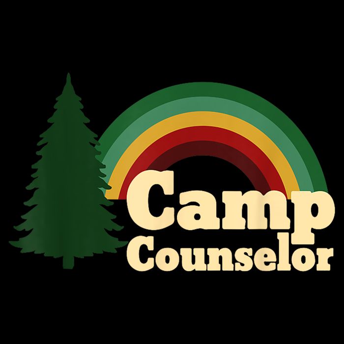 Retro Summer Staff Rainbow Camp Counselor Pine Tree Gift 7-Panel Snapback Hat