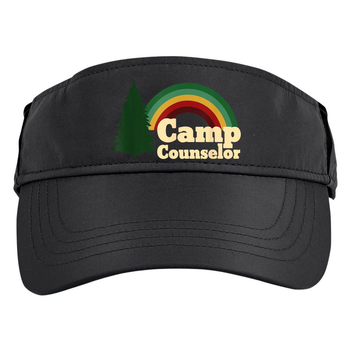 Retro Summer Staff Rainbow Camp Counselor Pine Tree Gift Adult Drive Performance Visor
