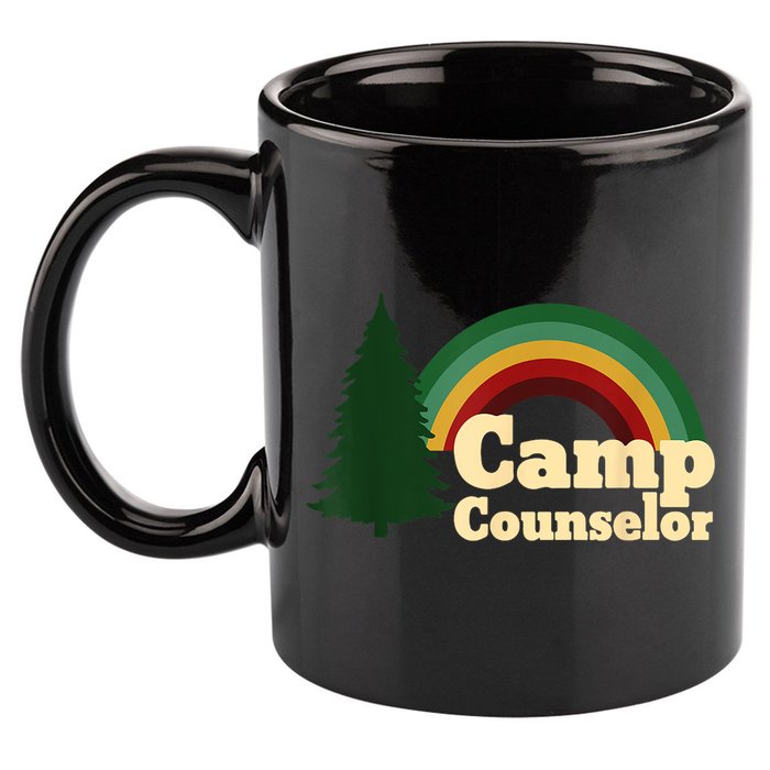 Retro Summer Staff Rainbow Camp Counselor Pine Tree Gift 11oz C Handle Ceramic Mug