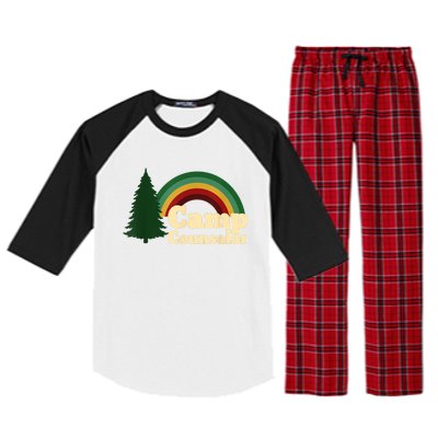 Retro Summer Staff Rainbow Camp Counselor Pine Tree Gift Raglan Sleeve Pajama Set