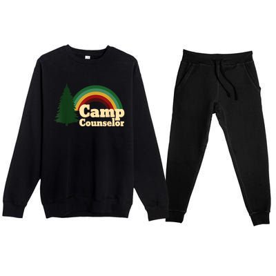 Retro Summer Staff Rainbow Camp Counselor Pine Tree Gift Premium Crewneck Sweatsuit Set